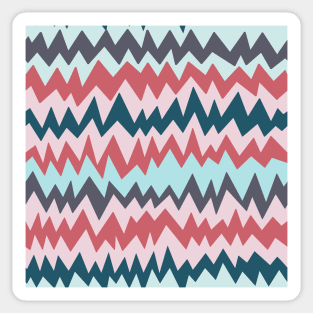 Modern minimalist zigzag in teal, navy blue and berry pink Sticker